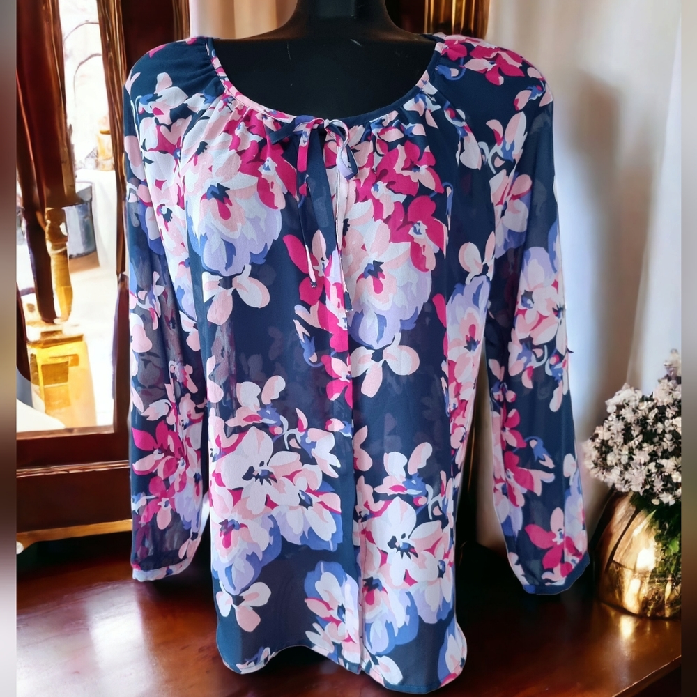 Gap Sheer Floral Flowy Blouse